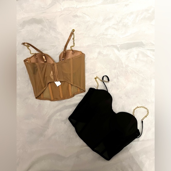 Corset tops in tan and black (size S and M) - Picture 2 of 2